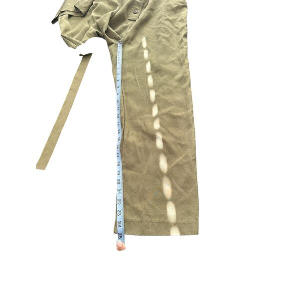 Madewell Kale Green Plaid Short Sleeve Belted Cropped Ankle Jumpsuit Small - Picture 13 of 14